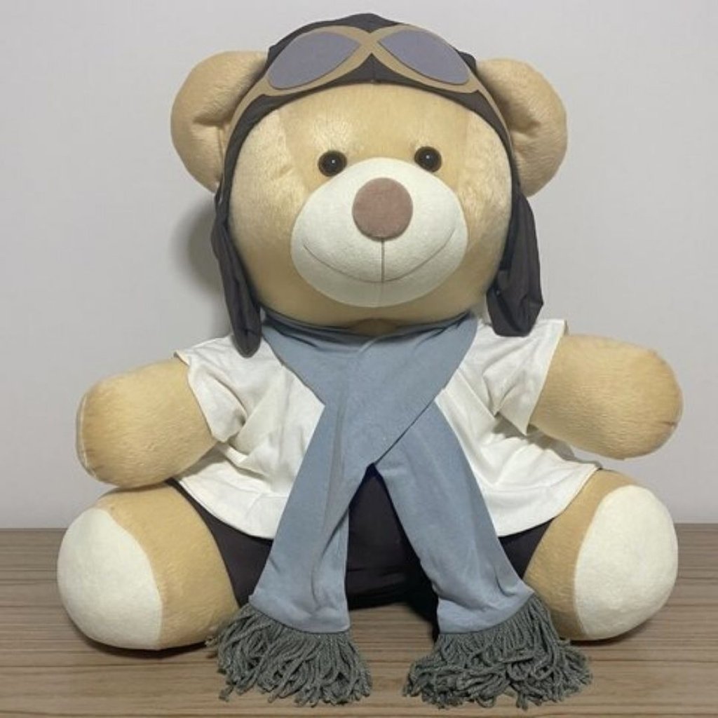 Urso Aviador (Cinza) - GG - 48cm