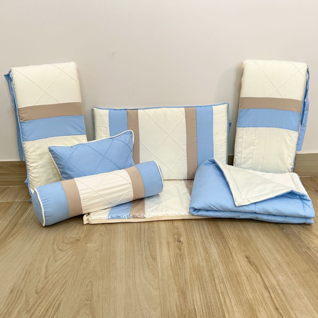 Kit Berço 400 Fios (Azul Claro)