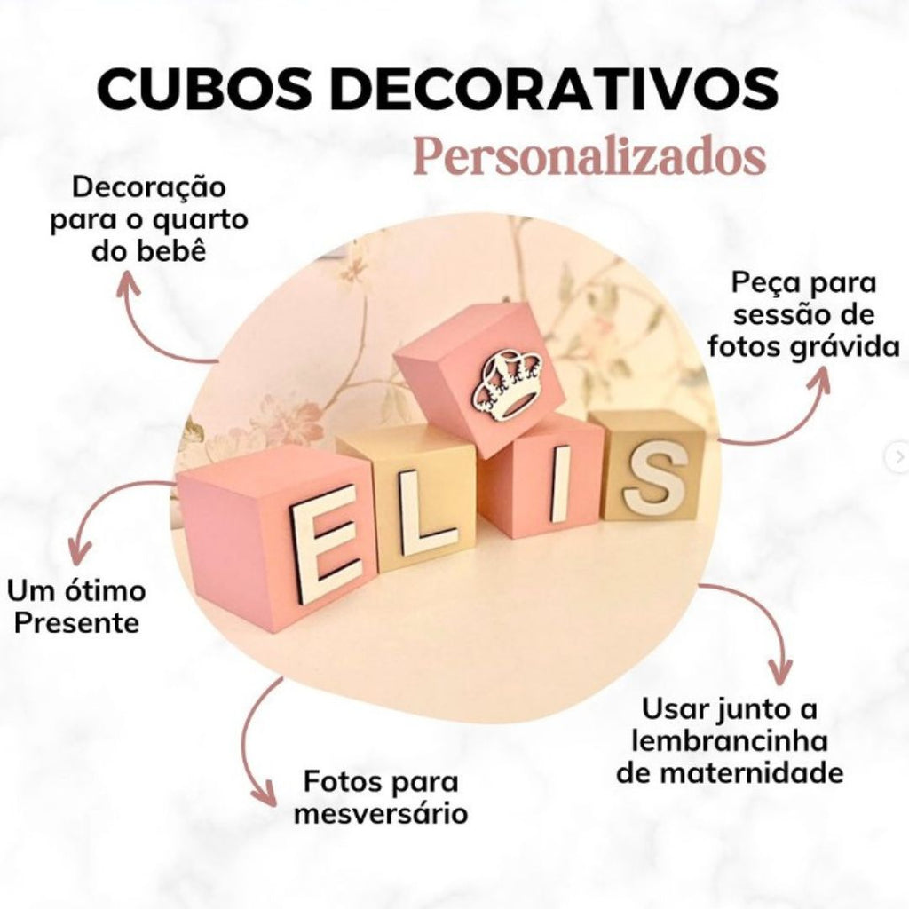 Cubo Com Letras MDF (Várias Cores - Menino)