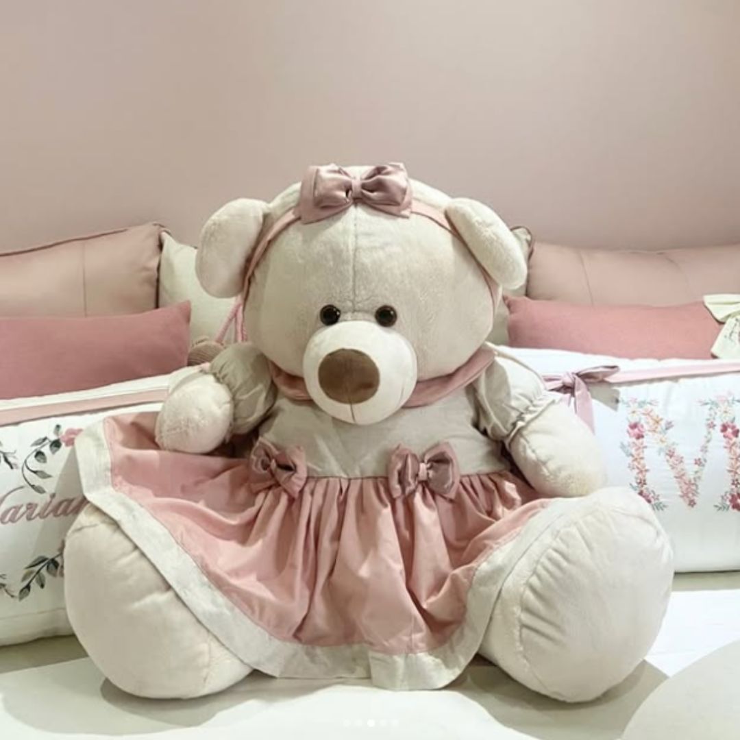 Ursa De Pelúcia Zoe Linho (Rosé)- GG - 48cm