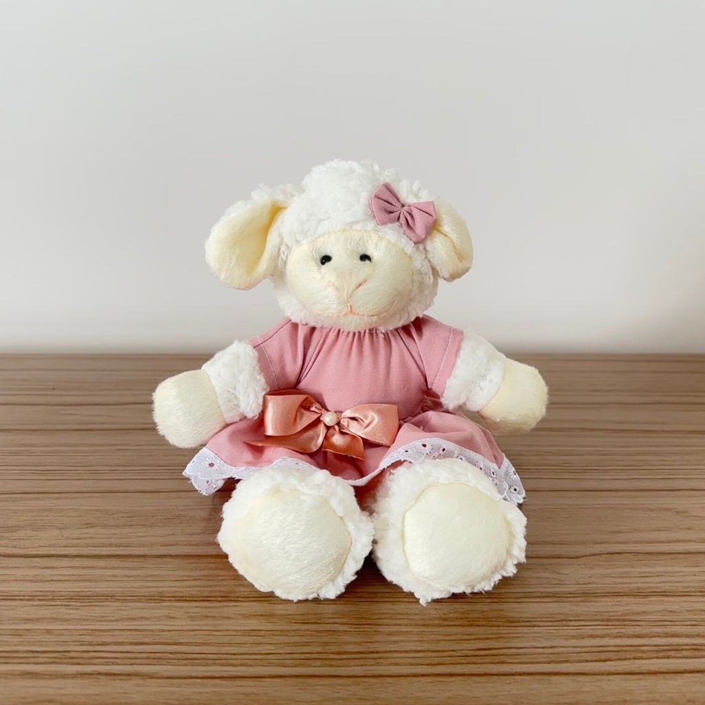 Ovelha de Pelúcia Perna Longa (Trio - Vestido Rosé)