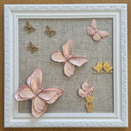 Quadro Borboleta Rosa Rosé (Fundo Bege)