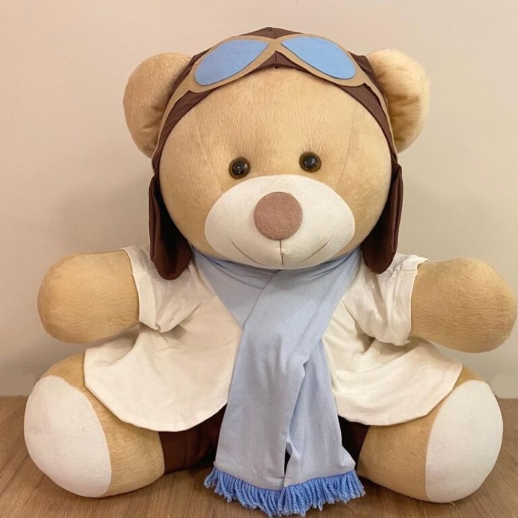 Urso Aviador (Azul Claro) - GG - 48cm