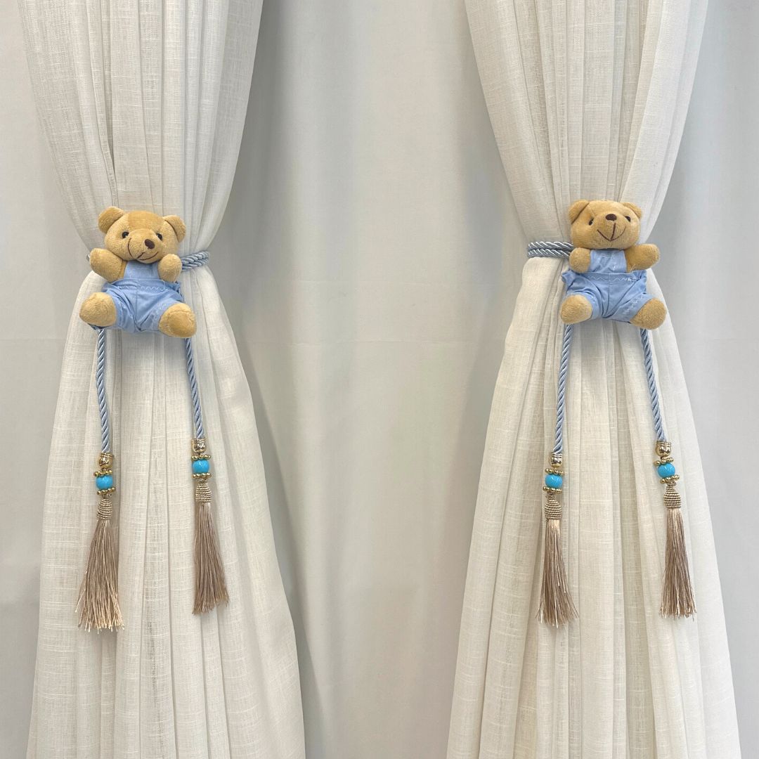 Amarrador De Cortina - Urso Brinquedo (Azul Claro - Par)