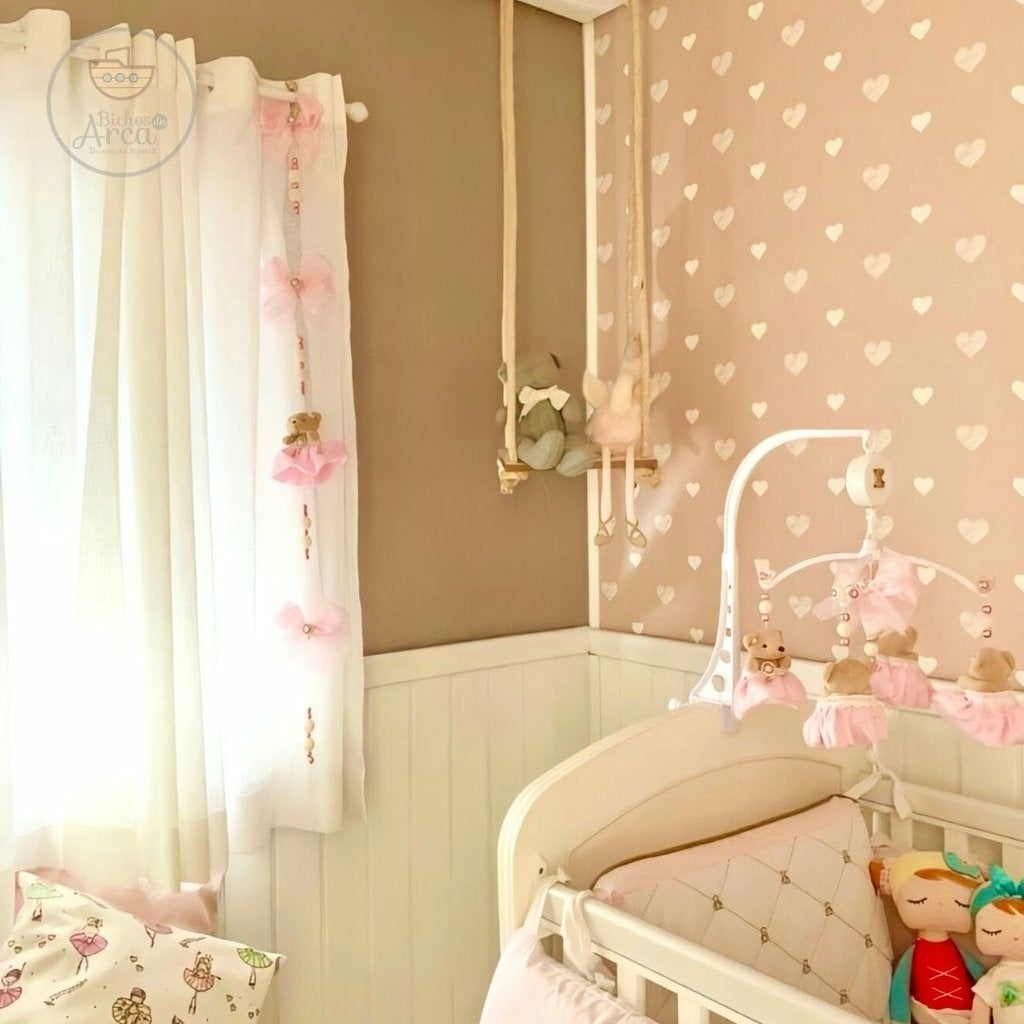Pingente de Cortina - Ursinha Realeza (Rosa - Par)