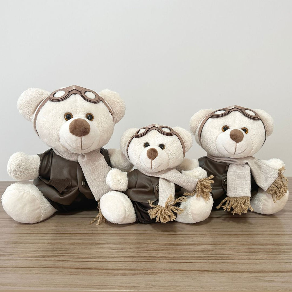 Urso Aviador Clássico (Trio - Bege)