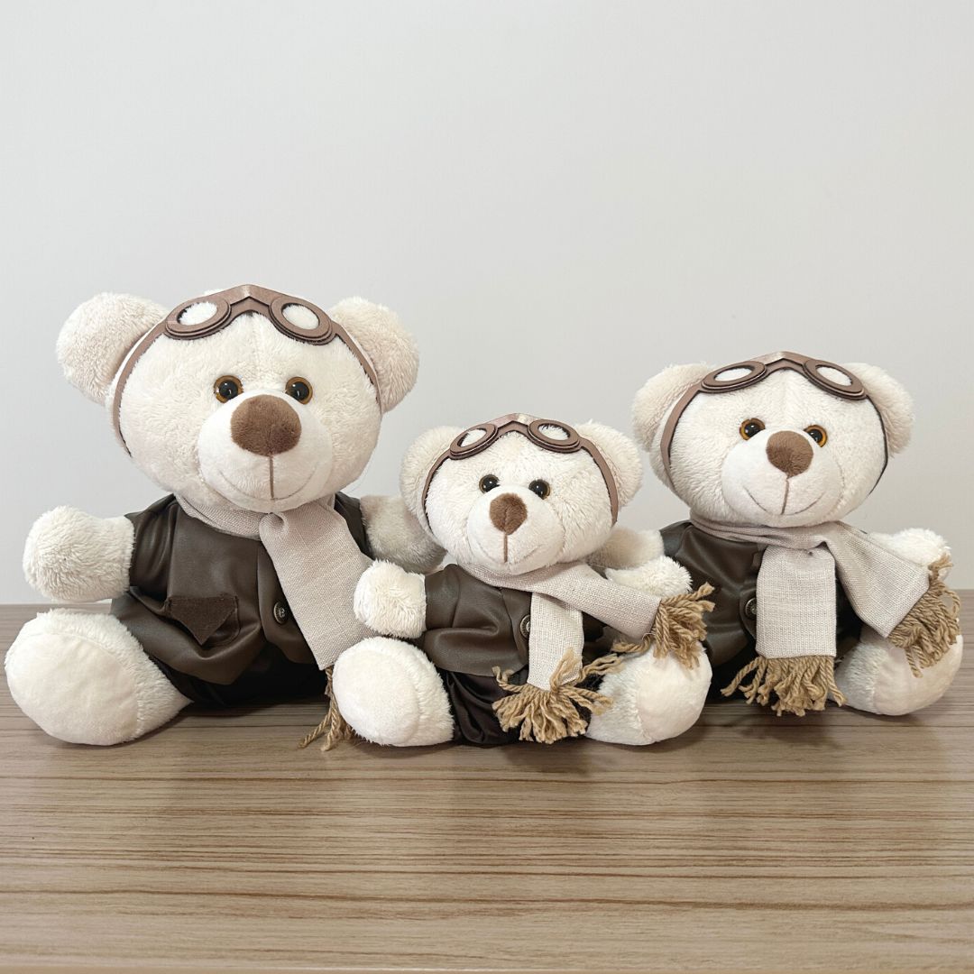 Urso Aviador Clássico (Trio - Bege)