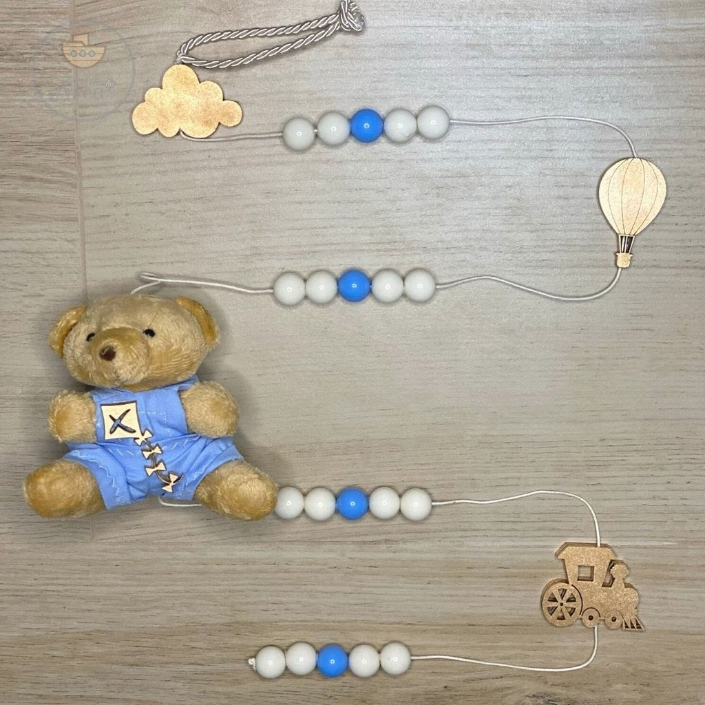 Pingente de Cortina - Ursinho Brinquedo (Azul Claro - Par)