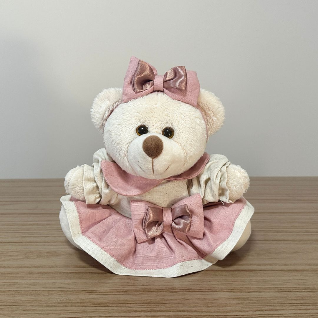 Ursa De Pelúcia Zoe Linho (Rosé)