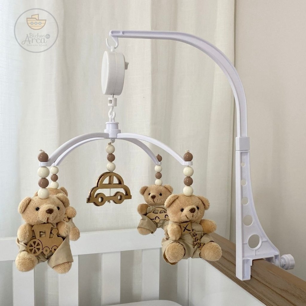 Móbile Musical Para Berço ( Urso Brinquedo - Bege)