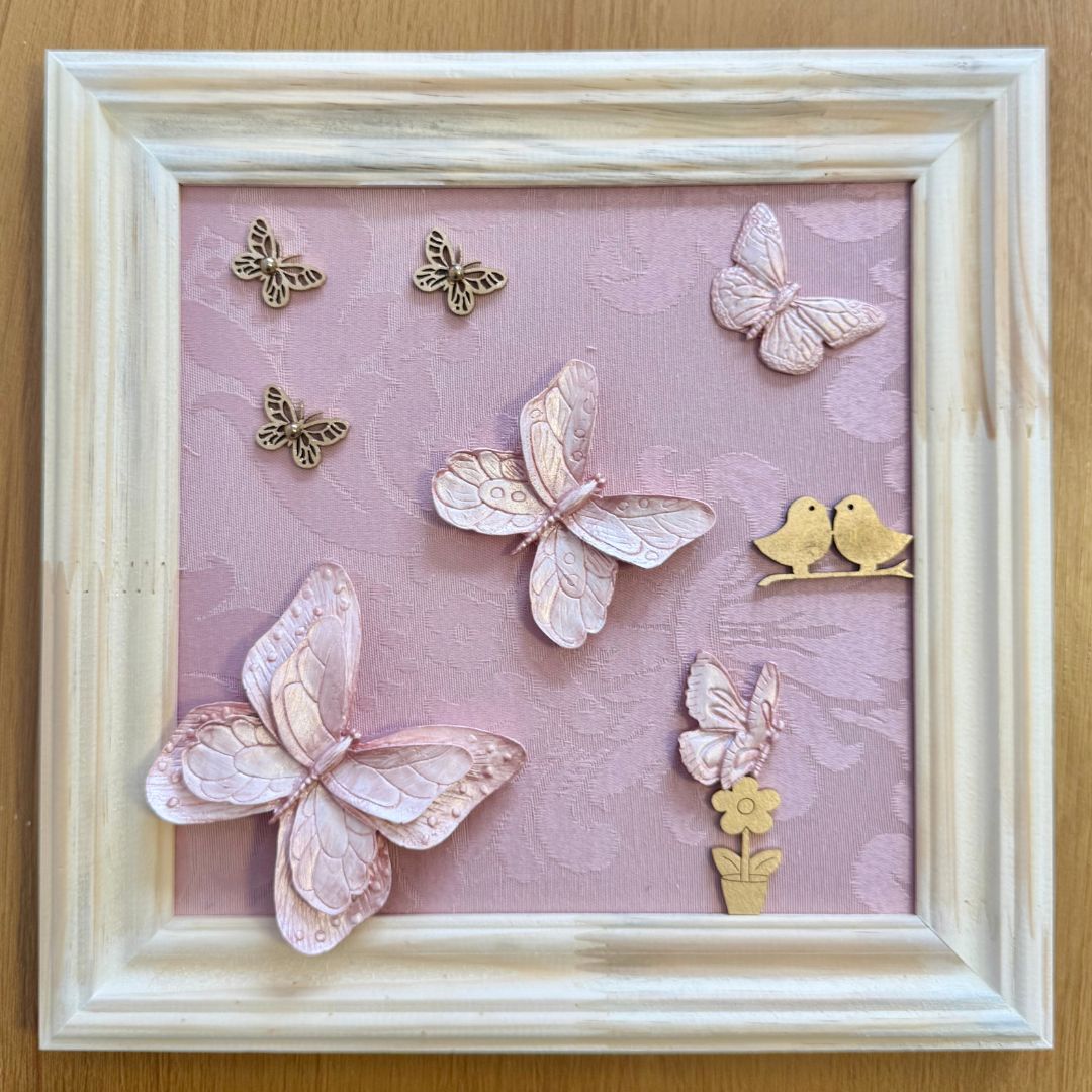 Quadro Borboleta Rosa Rosé (Fundo Rosé)