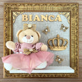 Quadro Maternidade Realeza Rosé Coroa (Fundo Bege)