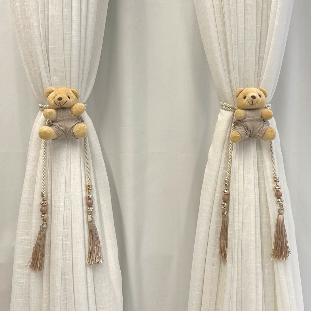 Amarrador De Cortina - Urso Brinquedo (Bege - Par)