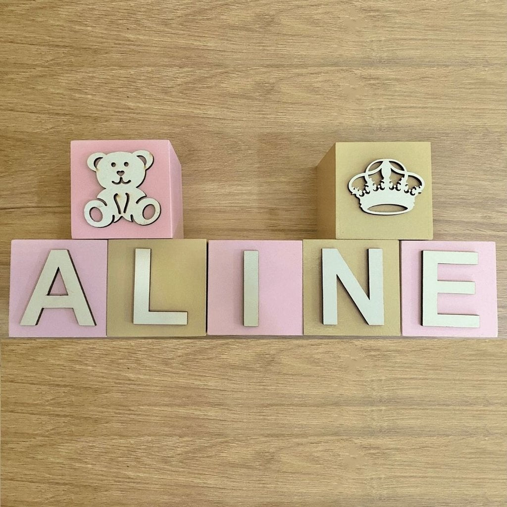 Cubo Com Letras MDF (Várias Cores - Menina)