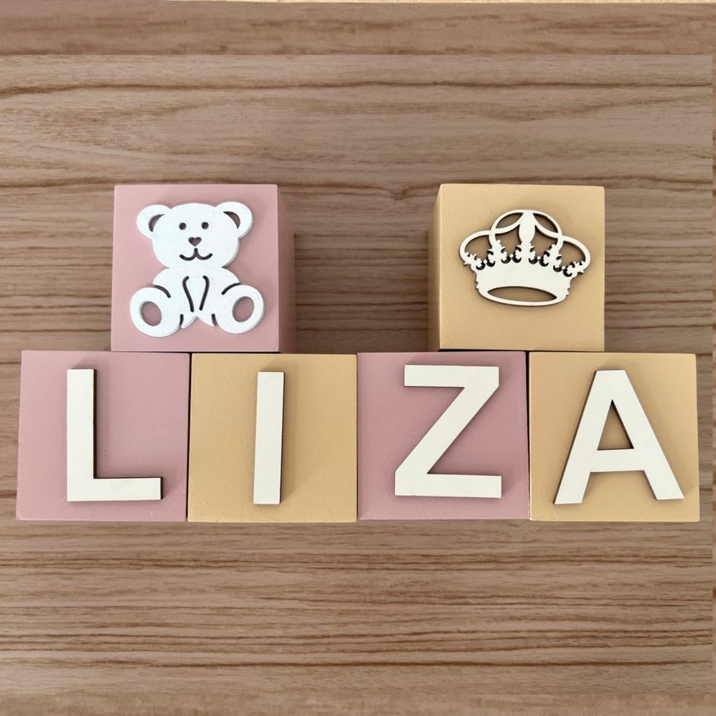 Cubo Com Letras MDF (Várias Cores - Menina)
