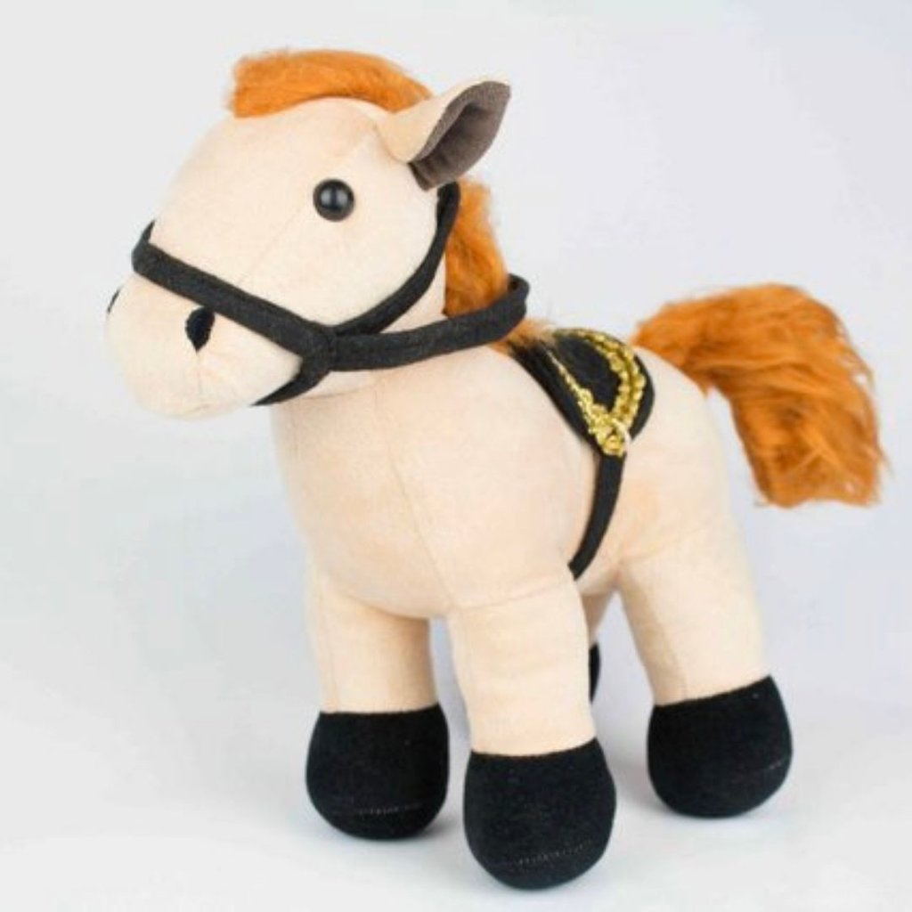 Cavalo De Pelúcia (Bege E Preto) - P - 28cm