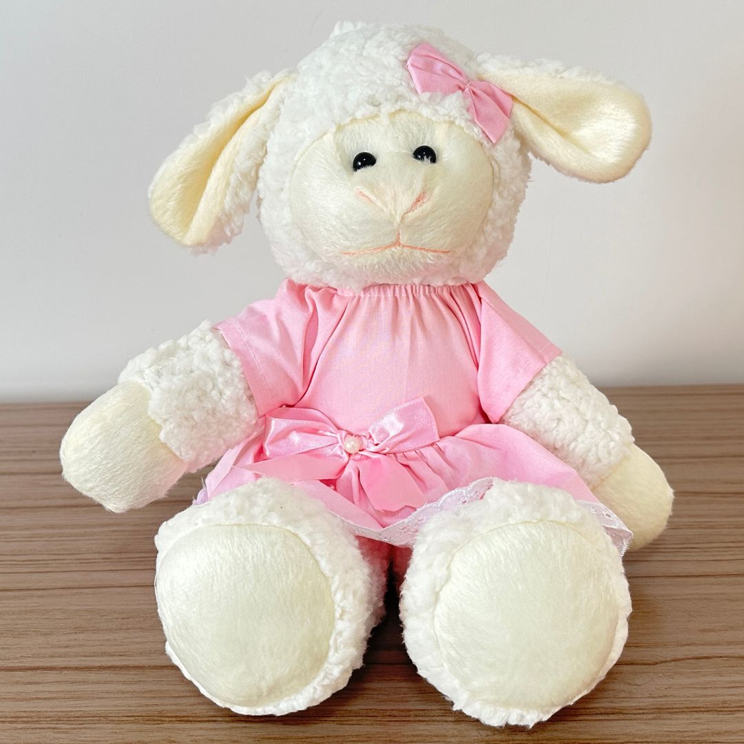 Ovelha de Pelúcia Perna Longa (Trio - Vestido Rosa)