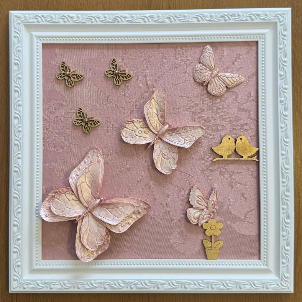 Quadro Borboleta Rosa Rosé (Fundo Rosé)