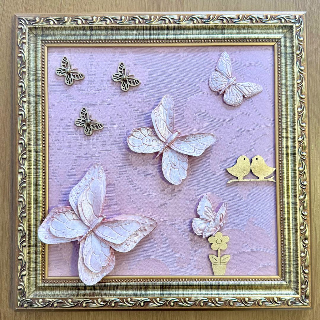 Quadro Borboleta Rosa Rosé (Fundo Rosé)