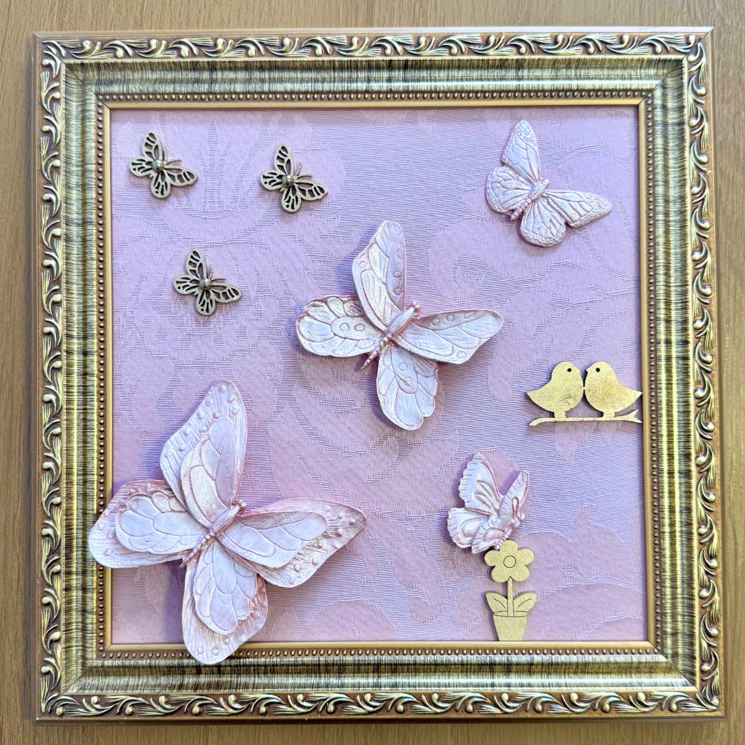 Quadro Borboleta Rosa Rosé (Fundo Rosé)