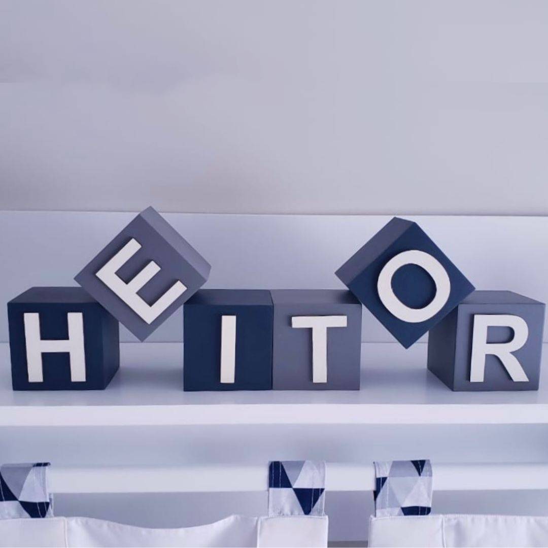 Cubo Com Letras MDF (Várias Cores - Menino)