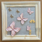 Quadro Borboleta Rosa Rosé (Fundo Bege)