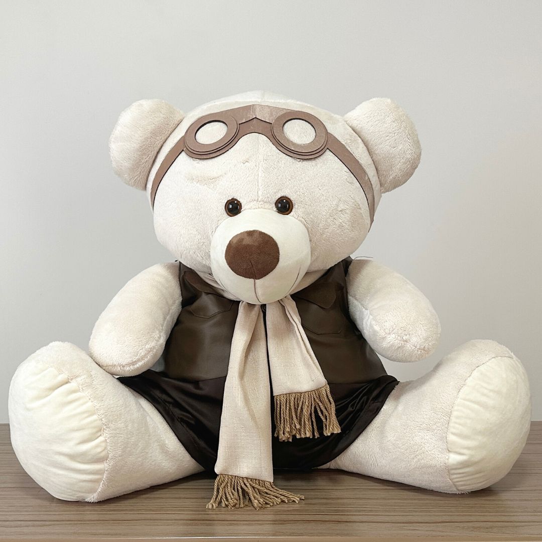 Urso Aviador Clássico (Bege) - GG - 48cm