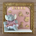 Quadro Maternidade Safari Elefante Rosé (Fundo Rosé)