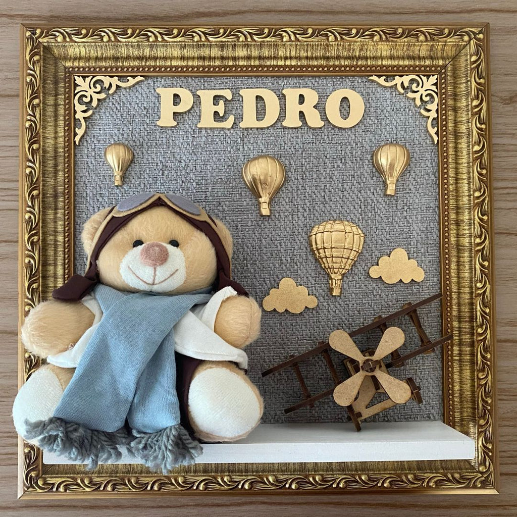 Quadro Maternidade Aviador Cinza (Fundo Cinza)