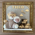 Quadro Maternidade Urso Brinquedo Bege (Fundo Bege)