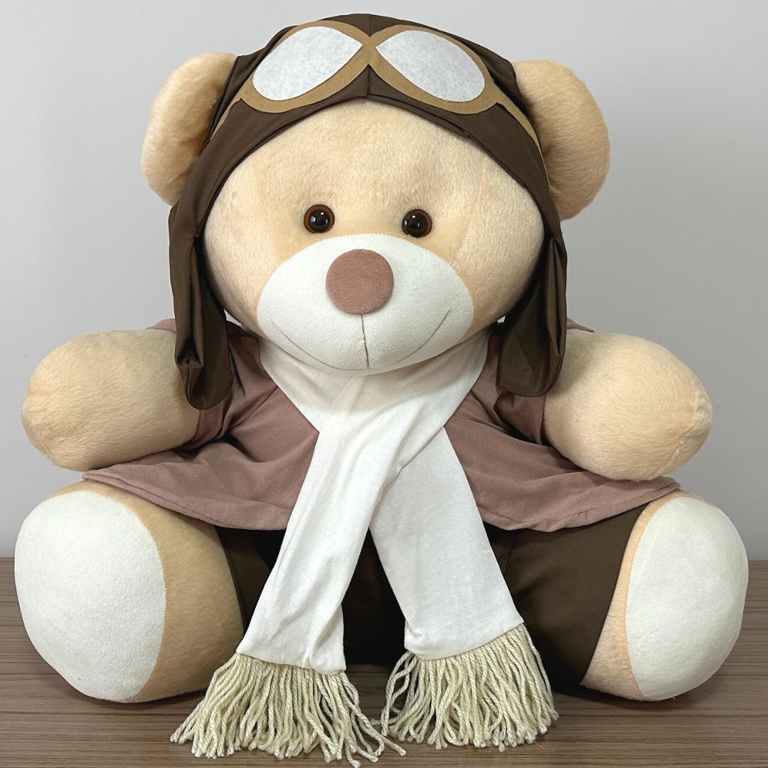 Urso Aviador (Bege) - GG - 48cm