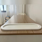 Kit Higiene Porcelana (3 Peças - Azul Claro) + Bandeja MDF + Garrafa Térmica