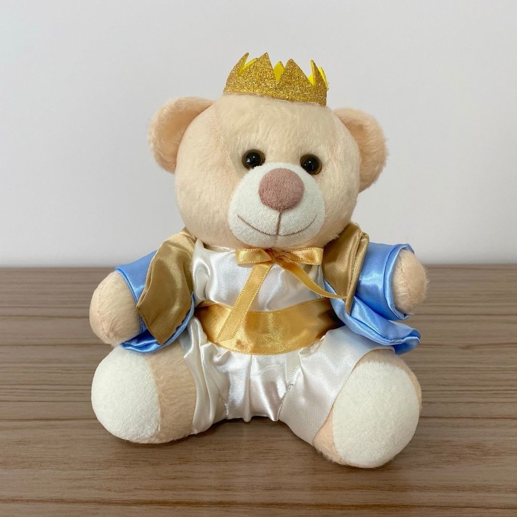 Pelúcia - Urso Rei (Avulso - Azul Claro)