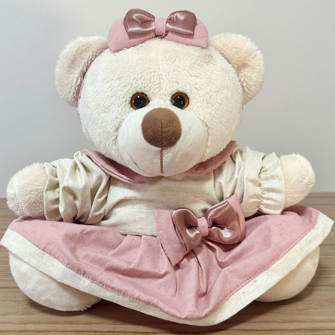 Ursa De Pelúcia Zoe Linho (Rosé)- GG - 35cm
