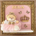 Quadro Maternidade Realeza Rosa Coroa (Fundo Rosé)