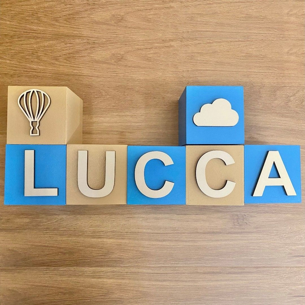 Cubo Com Letras MDF (Várias Cores - Menino)