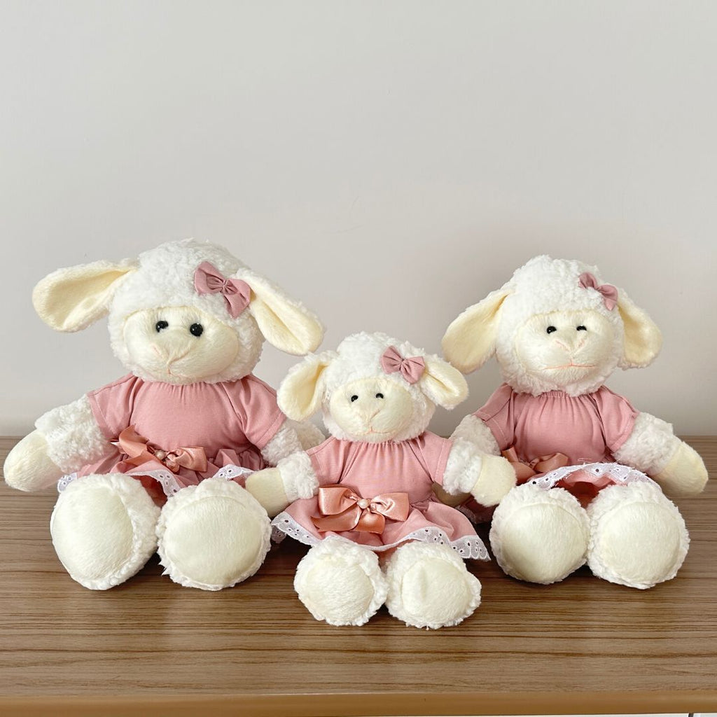 Ovelha de Pelúcia Perna Longa (Trio - Vestido Rosé)
