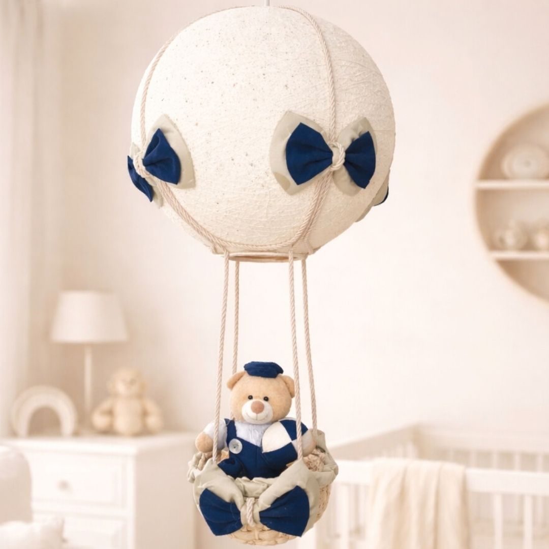 Lustre Balão (Azul Marinho) + Urso Brinquedo (Azul Marinho)