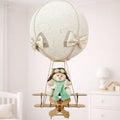 Lustre Balão Com Aviãozinho (Bege) + Urso Aviador (Verde)