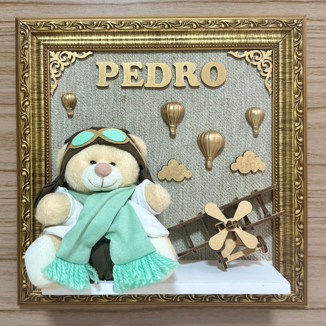 Quadro Maternidade Aviador Verde (Fundo Bege)